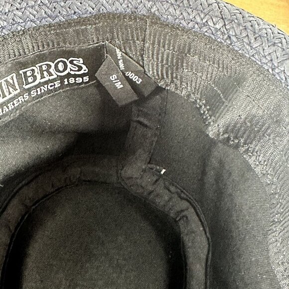 Goorin Bros. Mens Navy Gray Woven Straw Fedora Hat With White Ribbon Band 100% - Picture 11 of 14